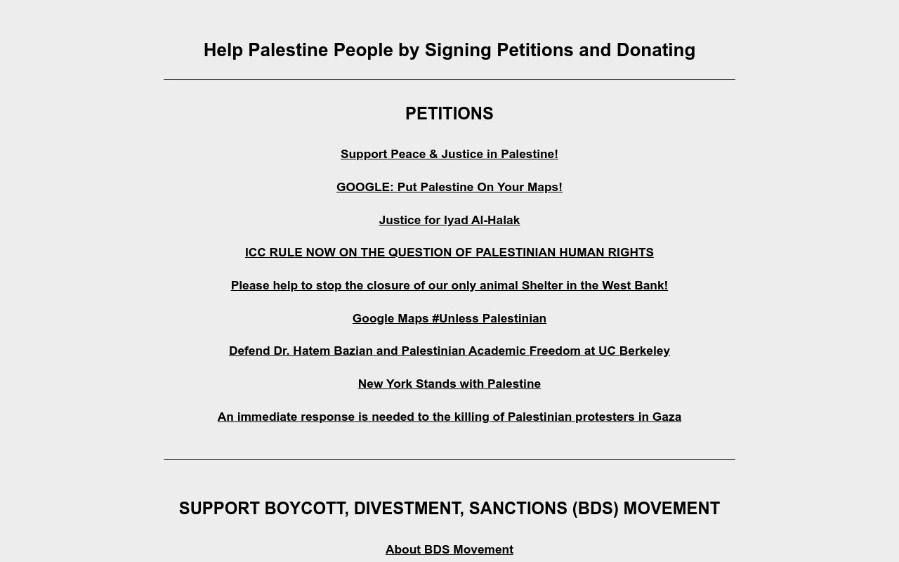 Free palestine petition